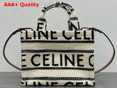 Celine Small Cabas Thais in Textile with Celine All Over White and Black Replica