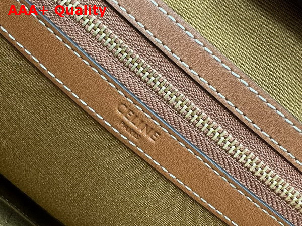 Celine Small Cabas in Triomphe Canvas and Calfskin Tan Replica