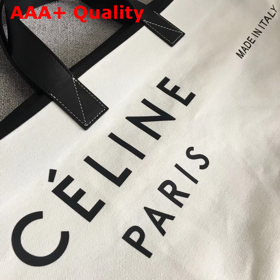 Celine Small Made in Tote in Textile White and Black Replica