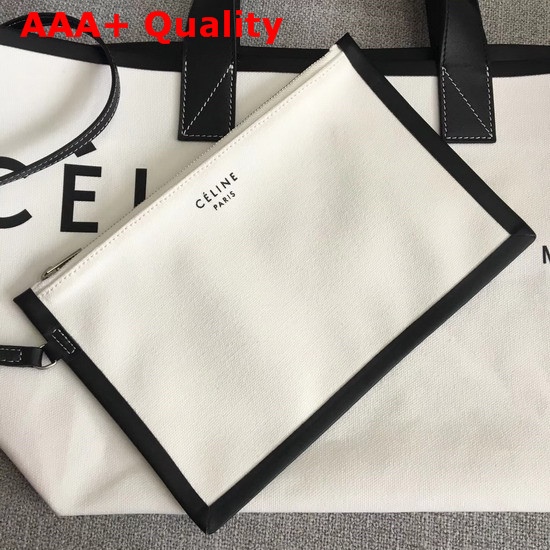 Celine Small Made in Tote in Textile White and Black Replica