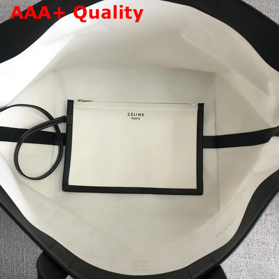 Celine Small Made in Tote in Textile White and Black Replica