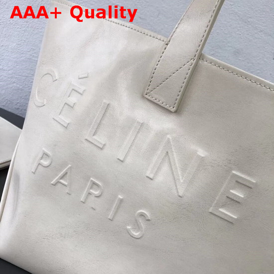 Celine Small Made in Tote in White Shiny Smooth Calfskin Replica