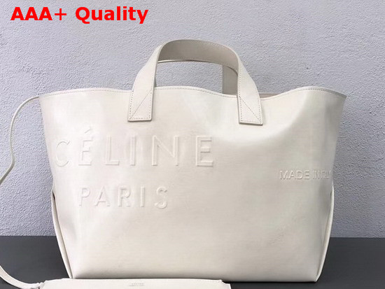 Celine Small Made in Tote in White Shiny Smooth Calfskin Replica