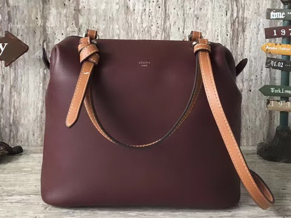 Celine Small Soft Cube Bag in Burgundy Smooth Calfskin For Sale