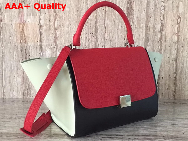 Celine Small Trapeze Bag in Multicolour Baby Grained Calfskin Red Black Beige Replica