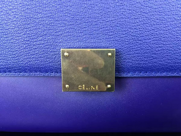 Celine Small Trapeze Handbag in Blue Smooth Calfskin and Suede Calfskin for Sale