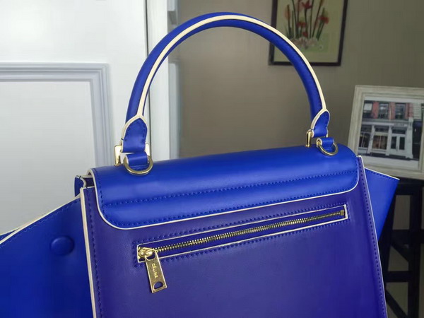 Celine Small Trapeze Handbag in Blue Smooth Calfskin for Sale