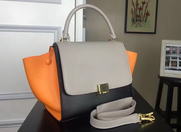 Celine Small Trapeze Handbag in Multicolour Smooth Calfskin Light Grey Black Yellow for Sale