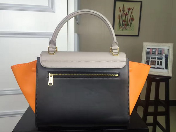 Celine Small Trapeze Handbag in Multicolour Smooth Calfskin Light Grey Black Yellow for Sale