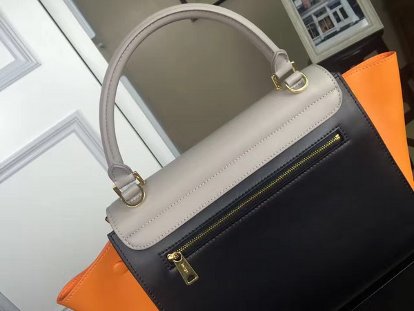 Celine Small Trapeze Handbag in Multicolour Smooth Calfskin Light Grey Black Yellow for Sale