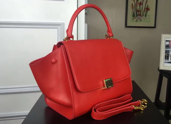 Celine Small Trapeze Handbag in Red Smooth Calfskin for Sale