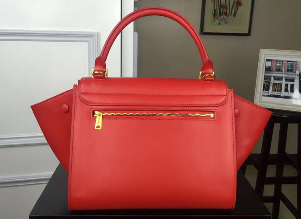 Celine Small Trapeze Handbag in Red Smooth Calfskin for Sale