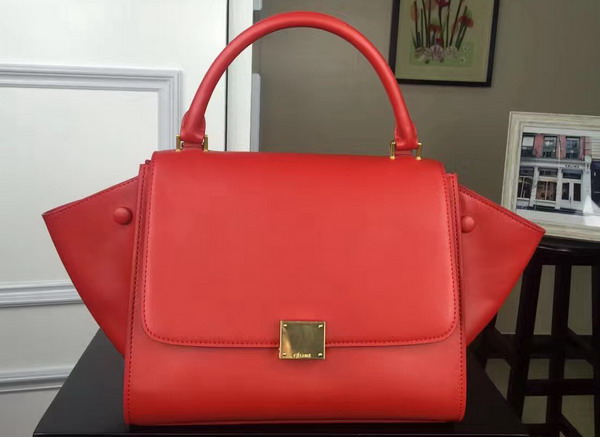 Celine Small Trapeze Handbag in Red Smooth Calfskin for Sale