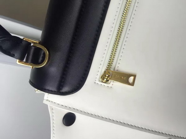 Celine Small Trapeze Handbag in White and Black Smooth Calfskin for Sale