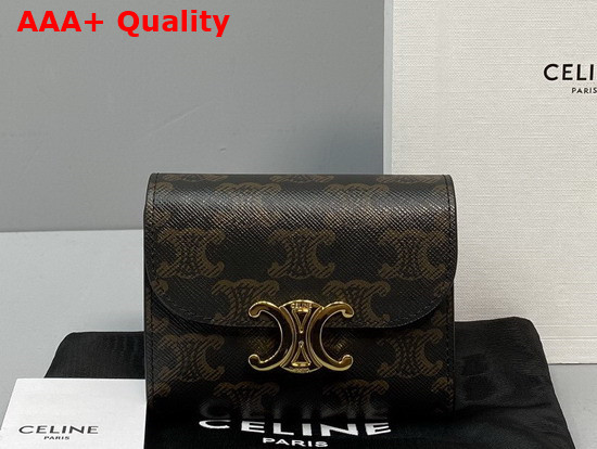 Celine Small Triomphe Wallet in Triomphe Canvas Tan Replica