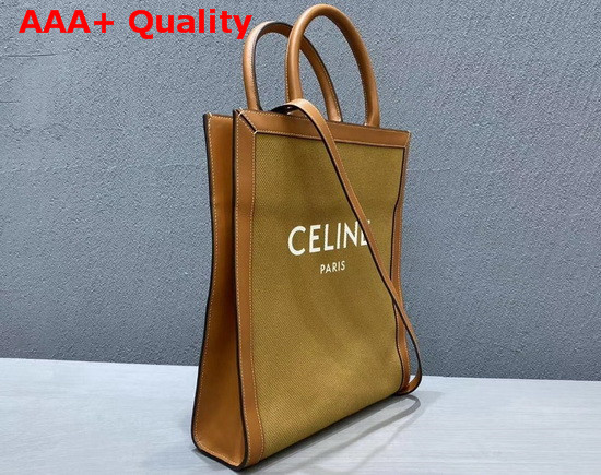 Celine Small Vertical Cabas in Light Brown Canvas Replica