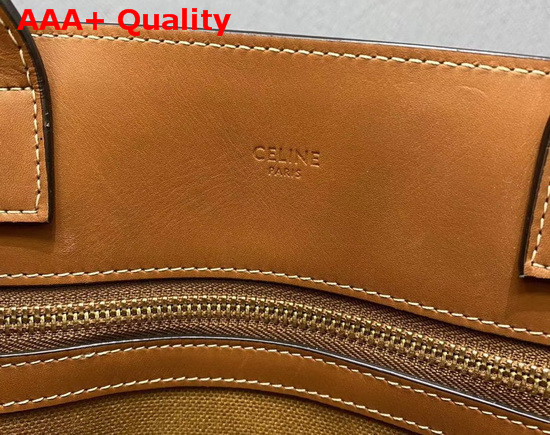 Celine Small Vertical Cabas in Light Brown Canvas Replica