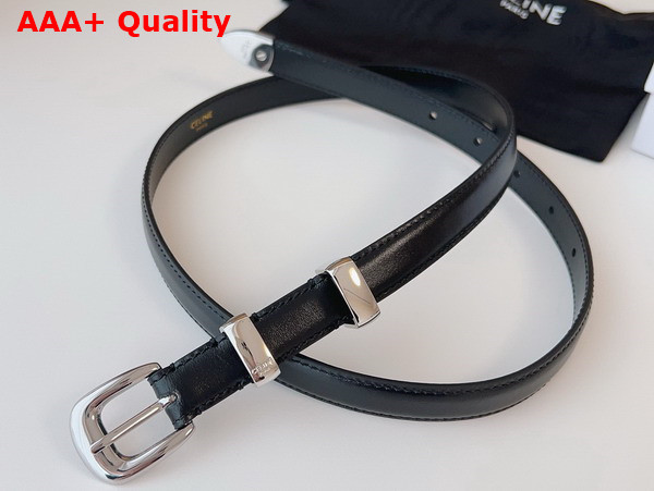 Celine Small Western Belt in Black Taurillon Leather with Silver Finishing Metal Replica