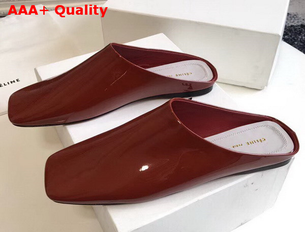 Celine Soft Moccasin Babouche in Burgundy Patent Calfskin Replica