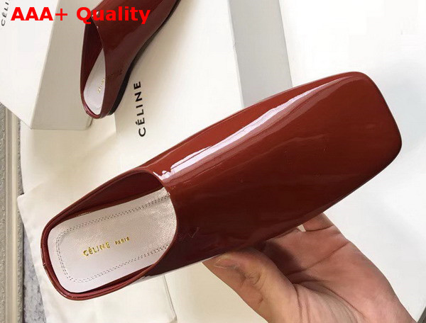 Celine Soft Moccasin Babouche in Burgundy Patent Calfskin Replica