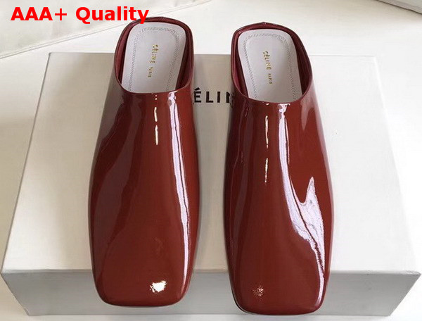 Celine Soft Moccasin Babouche in Burgundy Patent Calfskin Replica