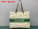 Celine Squared Cabas Celine in Plein Soleil Textile and Calfskin Blue Tan Replica