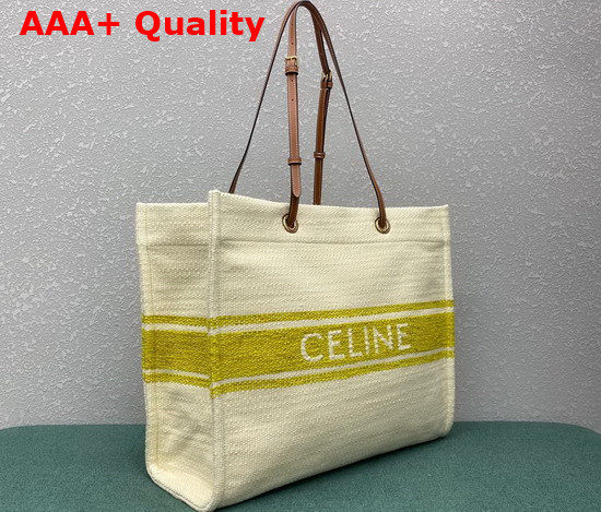 Celine Squared Cabas Celine in Plein Soleil Textile and Calfskin Yellow Tan Replica