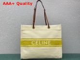 Celine Squared Cabas Celine in Plein Soleil Textile and Calfskin Yellow Tan Replica