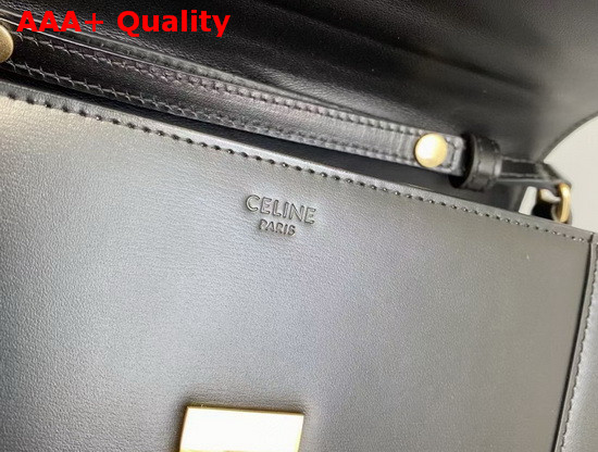 Celine Strap Bag Triomphe in Black Natural Calfskin Replica