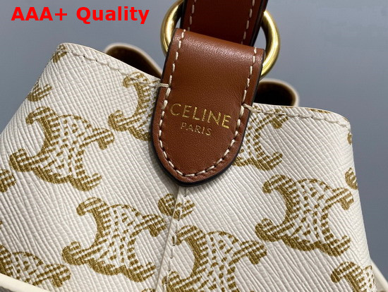 Celine Strap Box in Triomphe Canvas and Calfskin White Replica