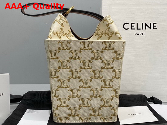 Celine Strap Box in Triomphe Canvas and Calfskin White Replica