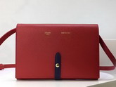 Celine Strap Clutch in Red Grained and Navy Shiny Calfskin For Sale