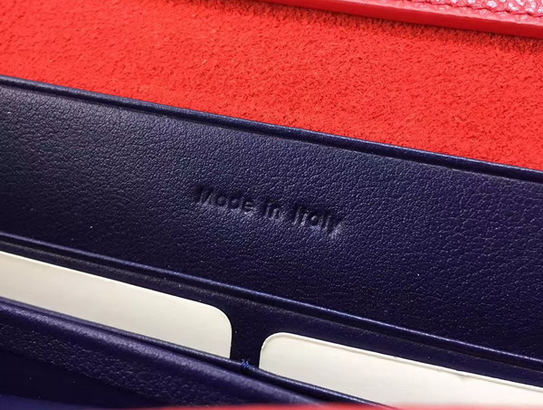 Celine Strap Clutch in Red Grained and Navy Shiny Calfskin For Sale