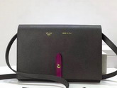 Celine Strap Clutch in Stone Grained and Plum Shiny Calfskin For Sale