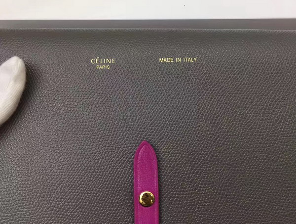 Celine Strap Clutch in Stone Grained and Plum Shiny Calfskin For Sale