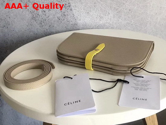 Celine Strap Wallet in Light Taupe Grained and Shiny Calfskin Replica