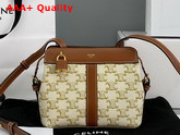 Celine Teen Cabas De France in Triomphe Canvas and Calfskin White Replica