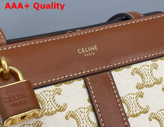 Celine Teen Cabas De France in Triomphe Canvas and Calfskin White Replica