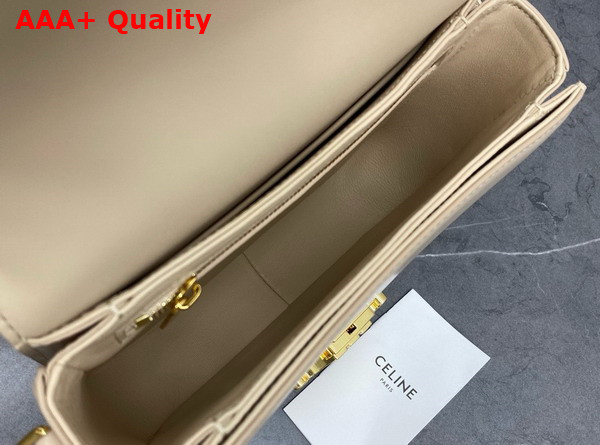 Celine Teen Triomphe Bag in Beige Shiny Calfskin Replica