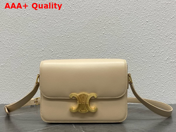 Celine Teen Triomphe Bag in Beige Shiny Calfskin Replica