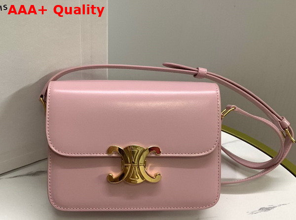 Celine Teen Triomphe Bag in Light Pink Shiny Calfskin Replica