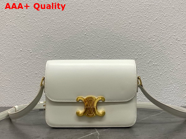 Celine Teen Triomphe Bag in White Shiny Calfskin Replica