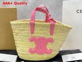 Celine Teen Triomphe Celine Classic Panier in Palm Leaves and Calfskin Flamingo Replica