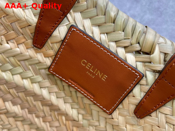 Celine Teen Triomphe Celine Classic Panier in Palm Leaves and Calfskin Tan Replica