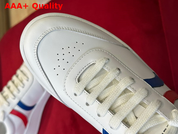 Celine Tennis Sneakers in Calfskin and Laminated Calfskin Optic White Blue Red Replica