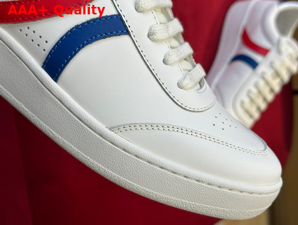 Celine Tennis Sneakers in Calfskin and Laminated Calfskin Optic White Blue Red Replica