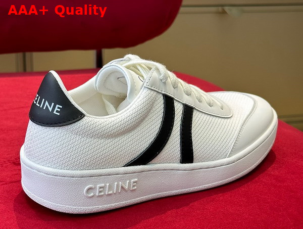 Celine Tennis Sneakers in Mesh and Calfskin Optic White Black Replica