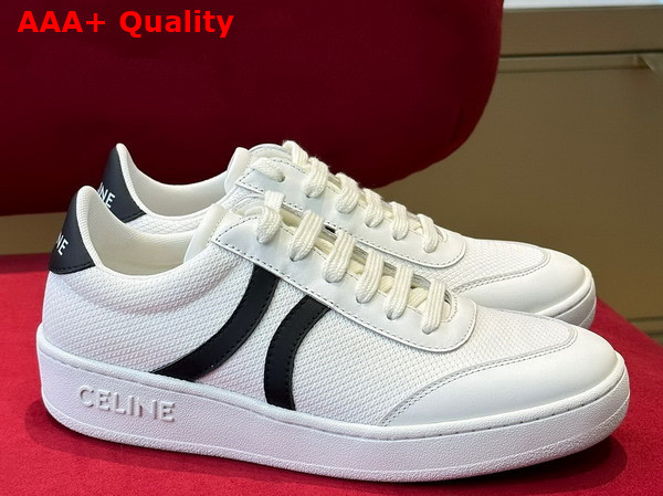 Celine Tennis Sneakers in Mesh and Calfskin Optic White Black Replica