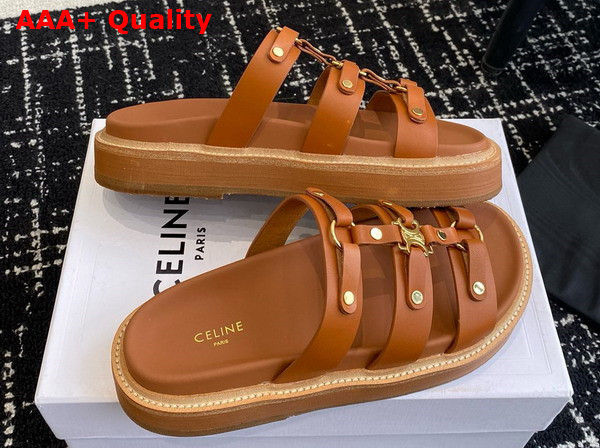 Celine Tippi Slide in Tan Calfskin Replica