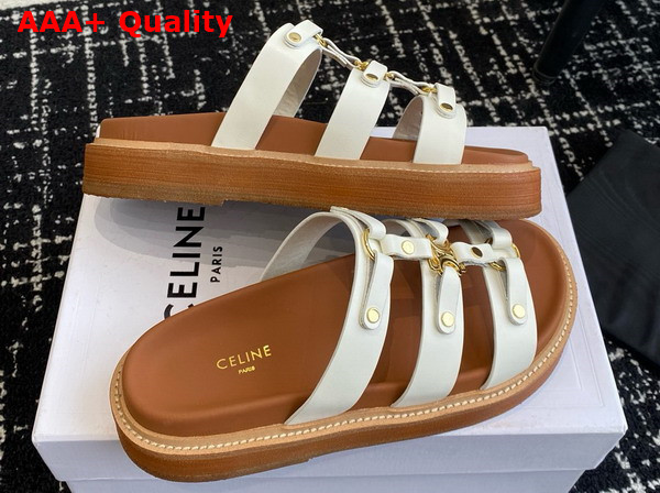 Celine Tippi Slide in White Calfskin Replica